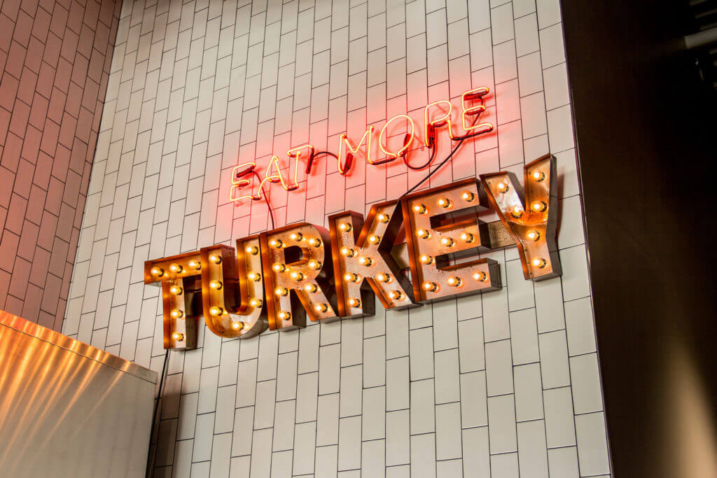 eat more turkey neon sign 